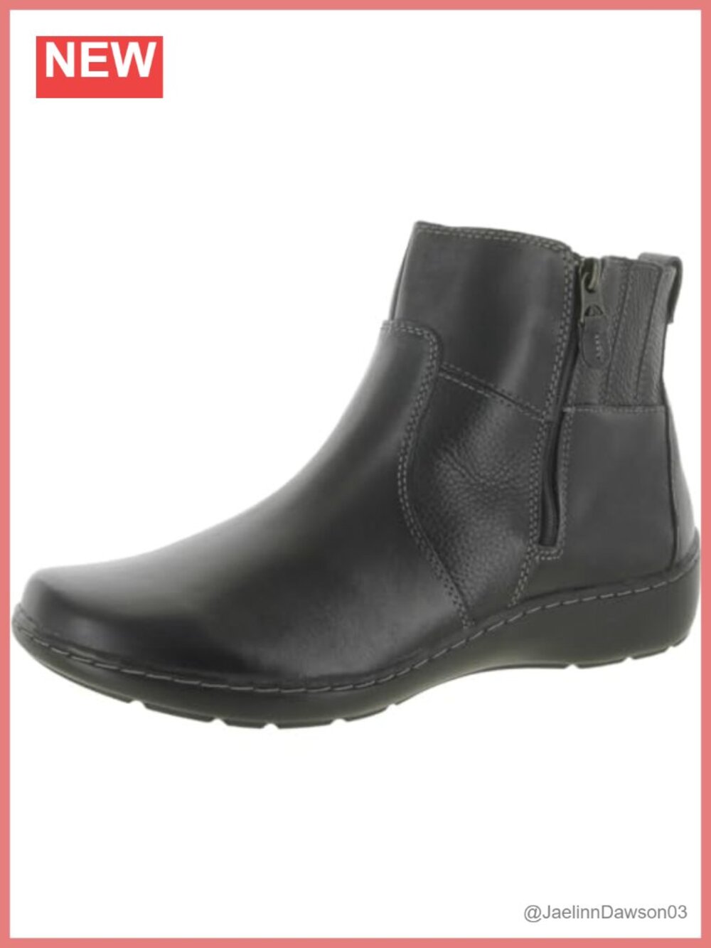 Cora Grace Leather Ankle Bootie with Zip Fastening and Cushioned Footbed